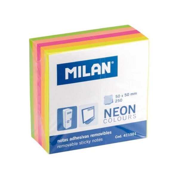 BLOC DE 250 NOTES AUTOCOLLANTE COULEURS NEON 50 X 50 REF 411501