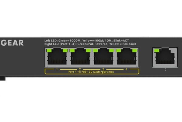 Switch NETGEAR 5 ports gigabit 100/1000 Mbps dont 4 PoE+ (GS305P-300EUS)